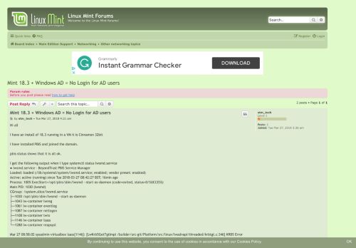 
                            1. Mint 18.3 + Windows AD = No Login for AD users - Linux Mint Forums