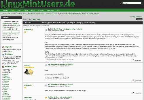 
                            2. Mint 19 Xfce - kein Login möglich - erledigt - Linux Mint Users