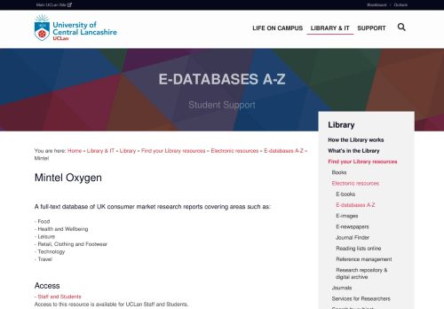 
                            9. Mintel Oxygen - E-databases AZ | Student Support | University of ...