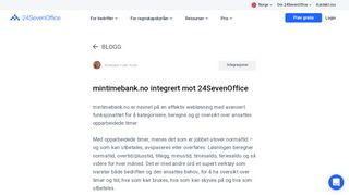 
                            11. mintimebank.no integrert mot 24SevenOffice - 24SevenOffice Norge