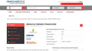 
                            9. MIRACLE DRINKS Franchise | Health Care Franchise Business ...