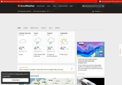 
                            12. Mirce Acev Weather - AccuWeather Forecast for Krivogaštani Macedonia