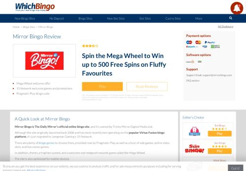 
                            5. Mirror Bingo | Huge range of UK Playtech bingo rooms and slots