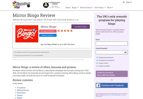 
                            9. Mirror Bingo Review + Player Rewards | BingoPort