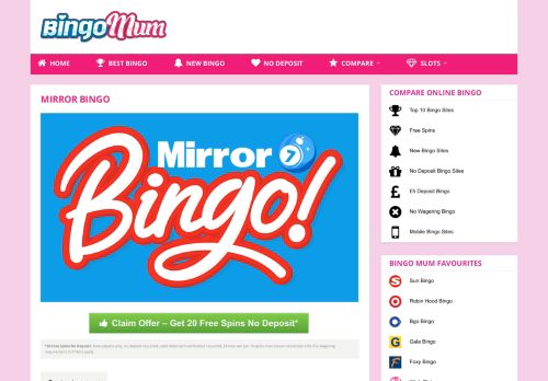 
                            8. Mirror Bingo Review | You Have £30 FREE Bonus Cash Here!