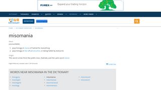 
                            10. Misomania dictionary definition | misomania defined - YourDictionary