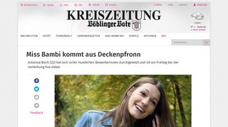 
                            9. Miss Bambi kommt aus Deckenpfronn - Kreiszeitung Böblinger Bote