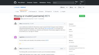 
                            11. Missing or invalid [username] · Issue #874 · linkedin/WhereHows ...