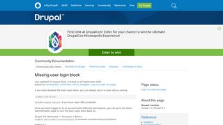 
                            5. Missing user login block | Drupal.org