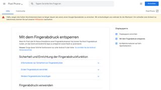 
                            2. Mit dem Fingerabdruck entsperren - Pixel Phone-Hilfe - Google Support