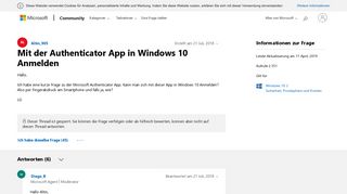 
                            1. Mit der Authenticator App in Windows 10 Anmelden - Microsoft Community