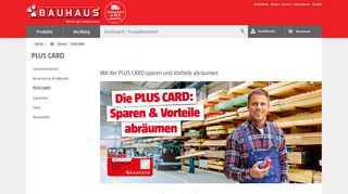 
                            2. Mit der PLUS CARD sparen und Vorteile abräumen | BAUHAUS