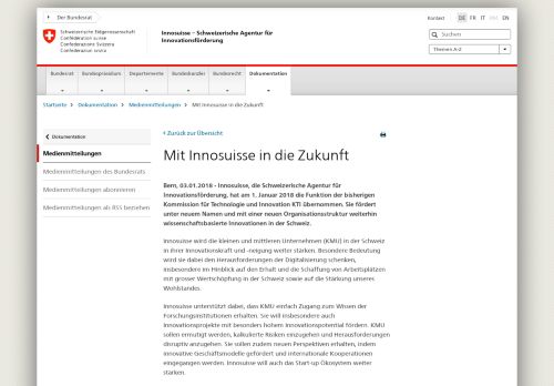 
                            6. Mit Innosuisse in die Zukunft - admin.ch