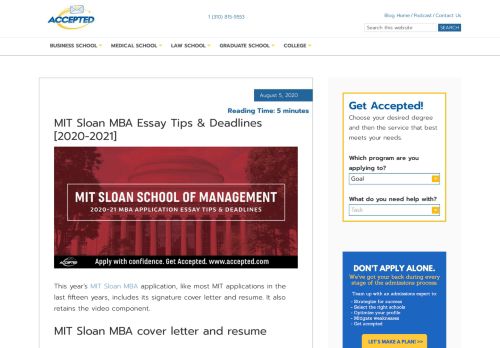 
                            7. MIT Sloan MBA Application Essay Tips & Deadlines | Accepted