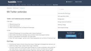 
                            9. Mit Twitter verbinden – Hilfezentrum - Tumblr