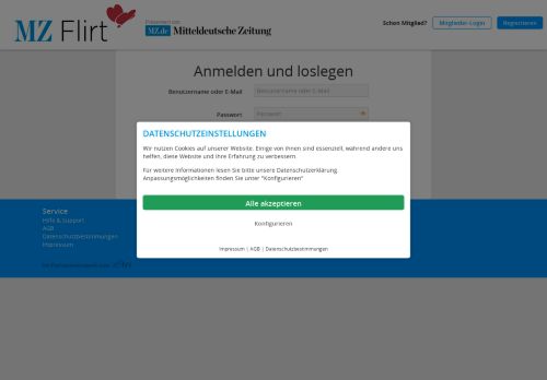 
                            10. Mit Username und Passwort einloggen um bei mzflirt.de wieder dabei ...