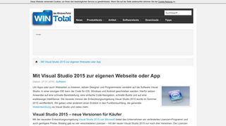 
                            12. Mit Visual Studio 2015 zur eigenen Webseite oder App - WinTotal.de