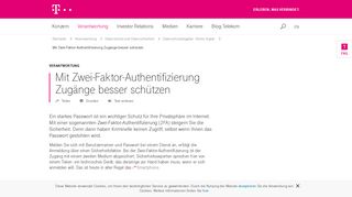 
                            4. Mit Zwei-Faktor-Authentifizierung Zugänge ... - Deutsche Telekom