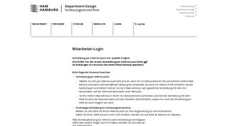 
                            5. Mitarbeiter-Login - Vorlesungsverzeichnis | Department Design | HAW ...