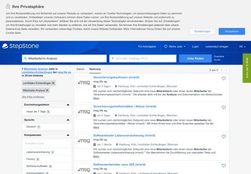 
                            13. Mitarbeiter/in Analyse Jobs in Leinfelden-Echterdingen bei msg life ag