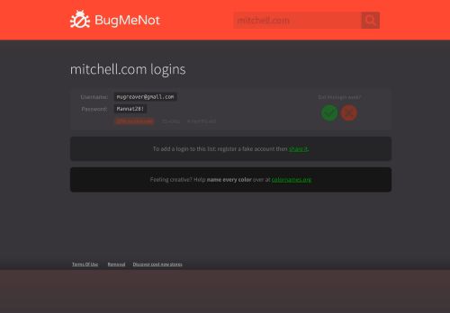 
                            5. mitchell.com passwords - BugMeNot