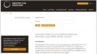 
                            9. Mitglieder-Login - Industrie-Club Düsseldorf: Login