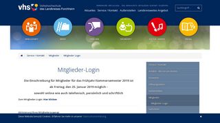 
                            1. Mitglieder Login | vhs Forchheim