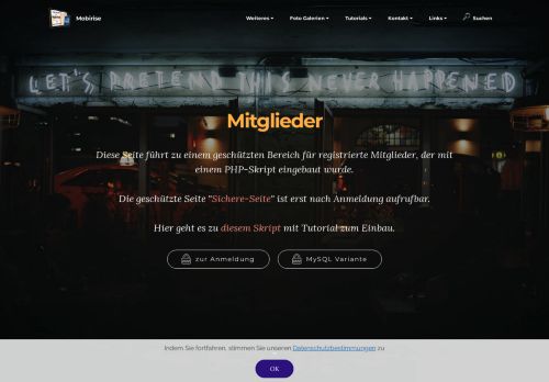 
                            11. Mitgliederbereich Login - Mobirise Tutorials