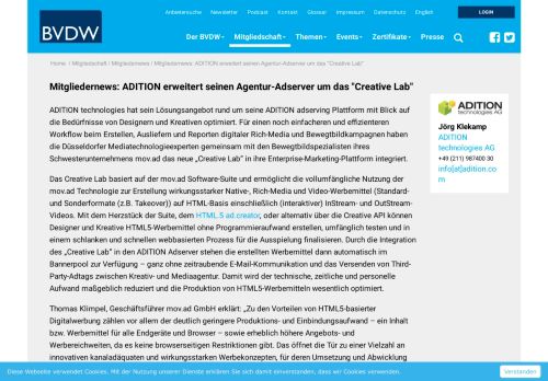 
                            3. Mitgliedernews: ADITION erweitert seinen Agentur-Adserver um das ...