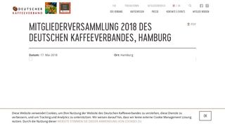 
                            9. Mitgliederversammlung 2018 des Deutschen Kaffeeverbandes ...