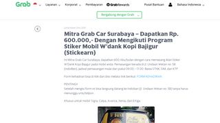 
                            11. Mitra Grab Car Surabaya – Dapatkan Rp. 600.000,- Dengan Mengikuti ...