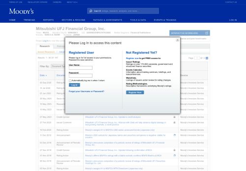
                            7. Mitsubishi UFJ Financial Group, Inc. Credit Rating - Moody's