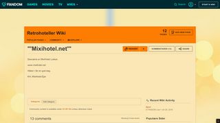 
                            2. '''Mixihotel.net''' | Retrohoteller Wiki | FANDOM powered by Wikia