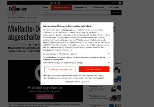 
                            7. MixRadio stellt Dienst ein - COMPUTER BILD