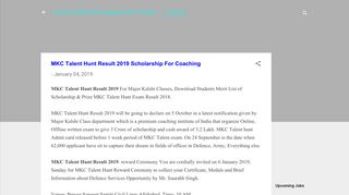 
                            10. MKC Talent Hunt Result 2019 Scholarship For Coaching