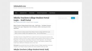 
                            8. Mkoba Teachers College Student Portal Login – Staff Portal - Eduloaded