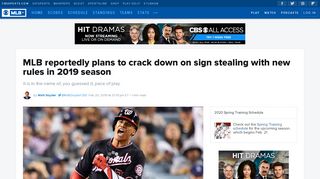 
                            6. MLB reportedly plans to crack down on sign stealing with new rules in ...