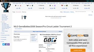 
                            11. MLG GameBattles/2008 Season/Pro Circuit Ladder Tournament 2 ...