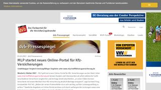 
                            5. MLP startet neues Online-Portal für Kfz-Versicherungen - dvb ...