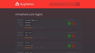 
                            8. mmashare.com passwords - BugMeNot