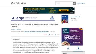 
                            11. MMEF or FEV1 in Estimating Bronchial Obstruction in Asthmatic ...