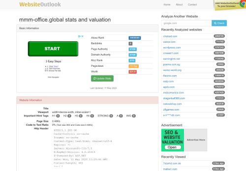 
                            13. Mmm-office : Website stats and valuation