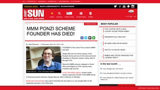 
                            11. MMM PONZI SCHEME FOUNDER HAS DIED! | Daily Sun