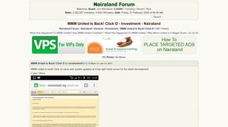 
                            4. MMM United Is Back! Click O - Investment - Nigeria - Nairaland Forum