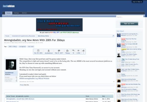 
                            1. Mmmglobalbtc.org New Mmm With 200% For 30days | Jackobian Forums