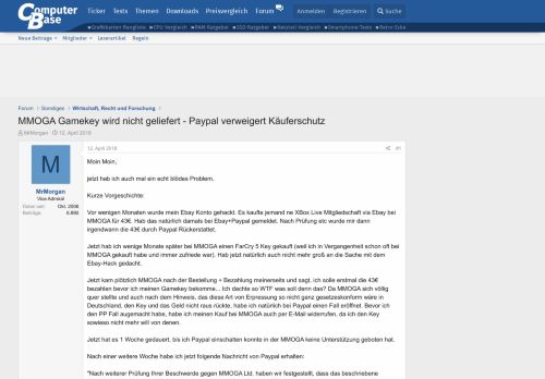 
                            8. MMOGA Gamekey wird nicht geliefert - Paypal verweigert ...