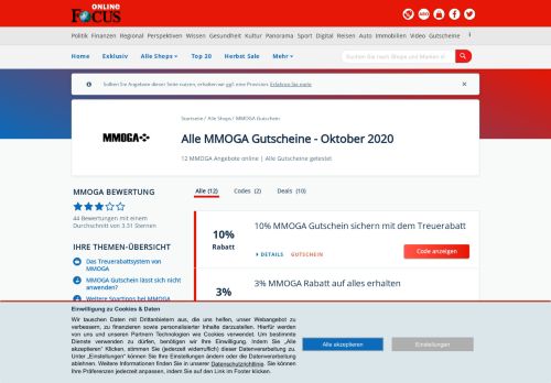 
                            9. MMOGA Gutscheine: 10% Rabatt - Februar 2019 - Focus