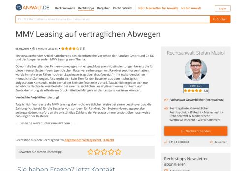 
                            7. MMV Leasing auf vertraglichen Abwegen - Anwalt.de