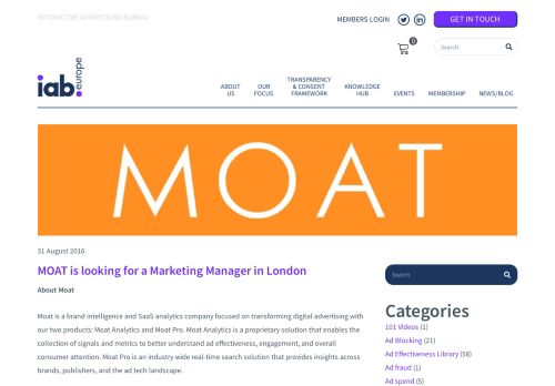 
                            11. MOAT is looking for a Marketing Manager in London | IAB Europe