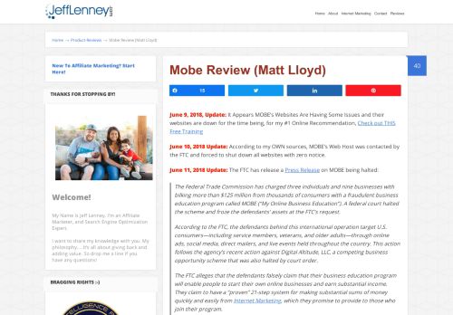 
                            3. Mobe Review (Matt Lloyd) - STOPPED By the FTC - Info Here